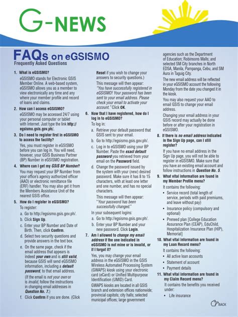 egsismo app|Frequently Asked Questions on eGSISMO .